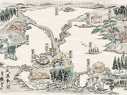 武汉东湖景观赏，手绘地图