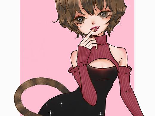 【procreate】狸花猫拟人插画