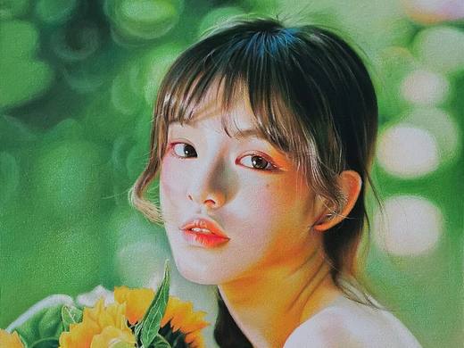 手捧向日葵的女孩