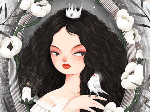 《最后一支歌》夜莺治愈系唯美黑暗风插画