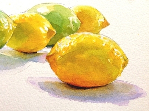 水彩插画全日课堂示范—柠檬插画-创作习作3344041明天教室8年前