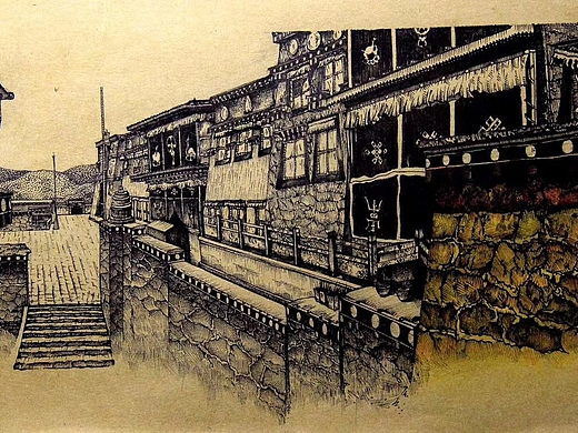 松赞林寺纯艺术-绘画5001年前手绘稿.