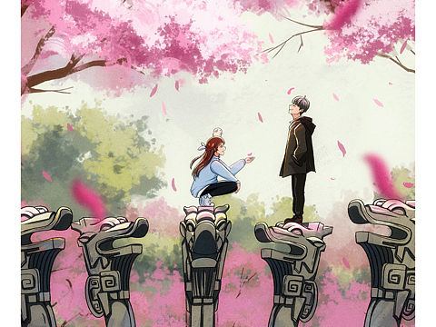 五龙潭樱花节插画设计