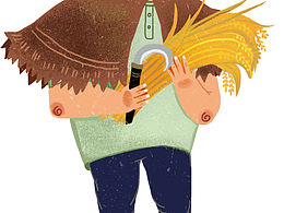 蓑衣老農(nóng)包裝人物