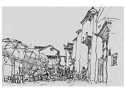 《速写——宏村、西递》2008年黄山写生作品