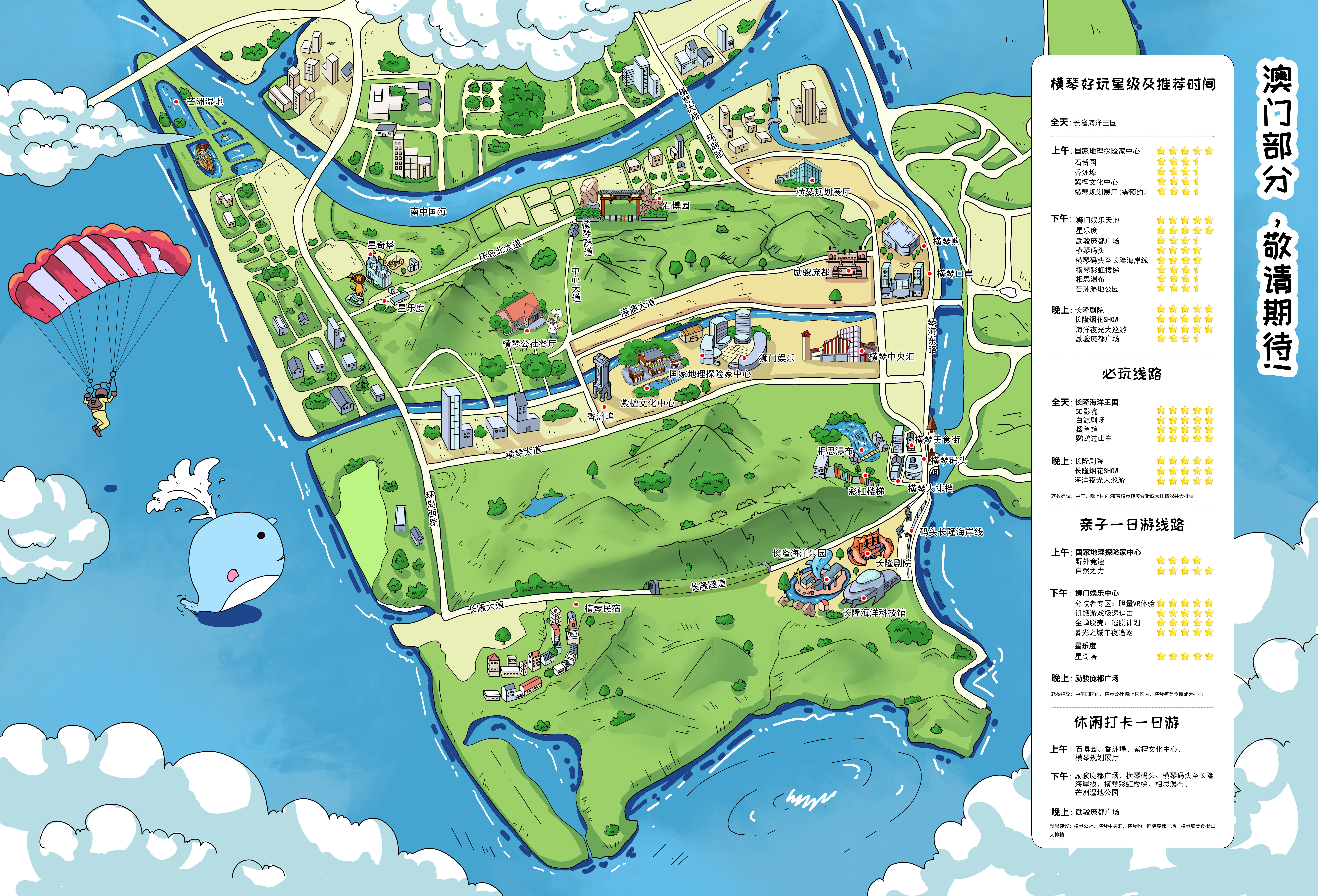 珠海旅游地图手绘图片