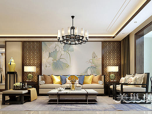 正商书香华府装修效果图170平四室两厅新中式风格设计方案