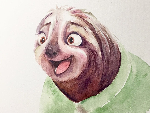 疯狂动物城水彩树懒