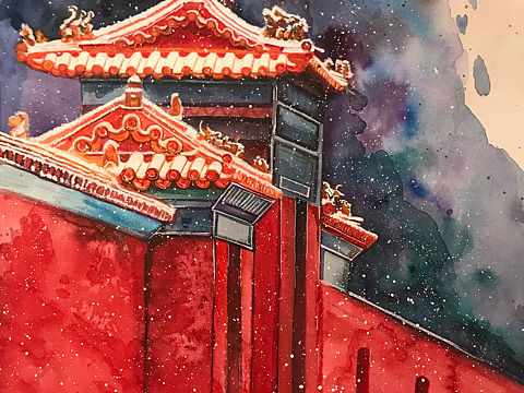 故宫/水彩/水粉