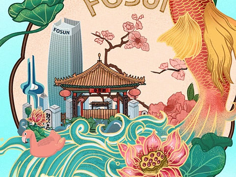 大暑地产节气插画
