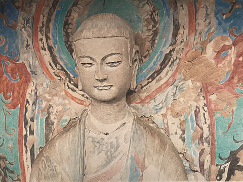彩铅作品：麦积山石窟佛像