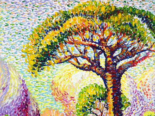 油画棒点彩风景