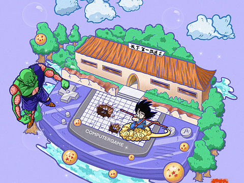 插画设计 童年的游戏机