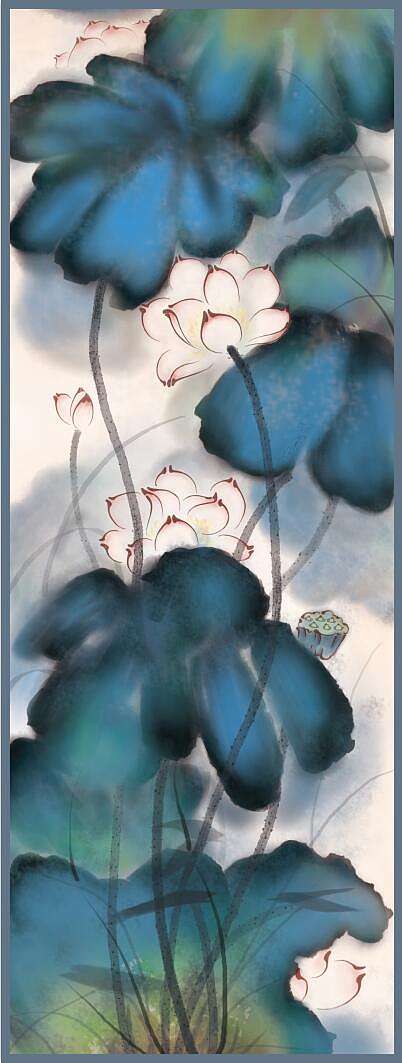 电脑绘制中国风荷花