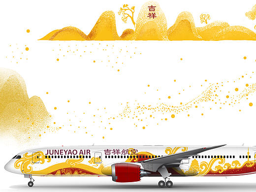 吉祥航空客机涂鸦作品——厦门松果插画