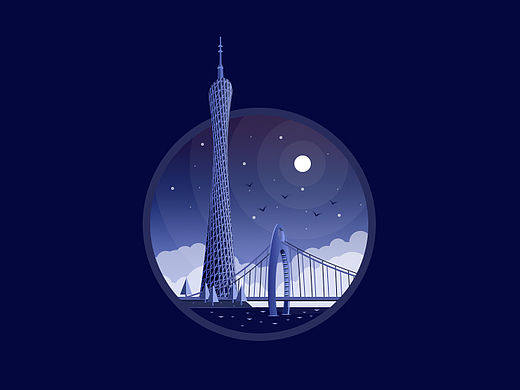 扁平化地标 广州塔&猎德大桥