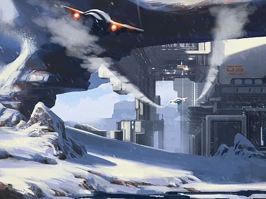 科幻风《雪地》绘制过程图