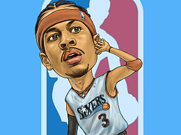 写实卡通手绘版 阿伦·艾弗森(allen iverson)