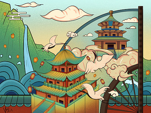 国风插画（个人主页-ZNTI3NTE3Mjg=） - 商业插画 - 站酷设计师以后再说111原创素材 - 站酷ZCOOL