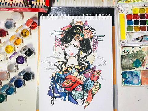 古风水彩画