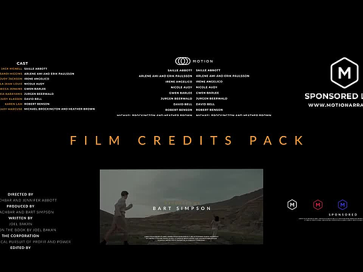 PR模板|电影字幕开场片头文字标题展示人名滚动字幕