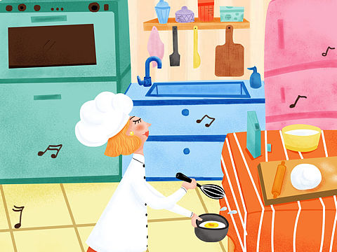 儿插原创小场景-《快乐面包师》（个人主页-ZNDQzODE5OTI=） - 儿童插画 - 站酷设计师兔兔爱插画原创素材 - 站酷ZCOOL