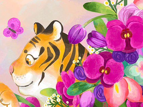 虎年原创插画（个人主页-ZNTc1MjYzNDA=） - 创作习作 - 站酷设计师满满满耶原创素材 - 站酷ZCOOL