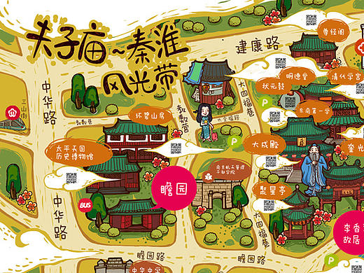 南京夫子庙手绘地图