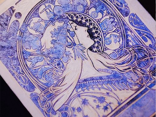黄道十二宫／mucha／木刻版画