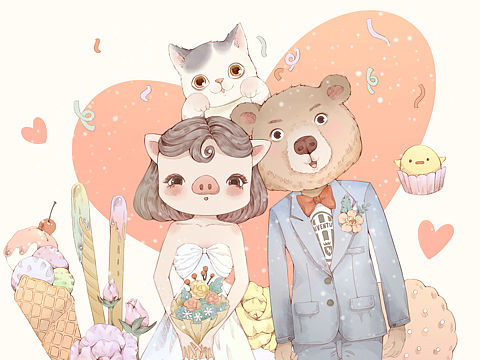 给朋友画的新婚贺图~~~