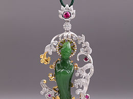 和田碧玉镶嵌设计款观音菩萨