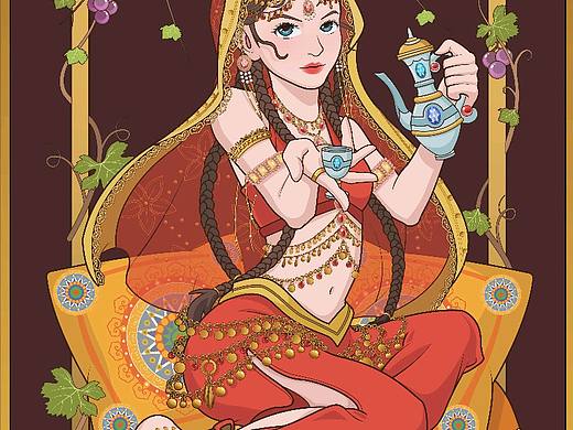 異域舞姬—穆夏風(fēng)格插畫（個人主頁-ZNjAzNzc2NzY=） - 創(chuàng)作習(xí)作 - 站酷設(shè)計師阿欞原創(chuàng)素材 - 站酷ZCOOL