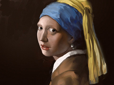 临摹戴珍珠的少女（个人主页-ZNTMzMDgxNTI=） - 商业插画 - 站酷设计师我叫WJN原创素材 - 站酷ZCOOL