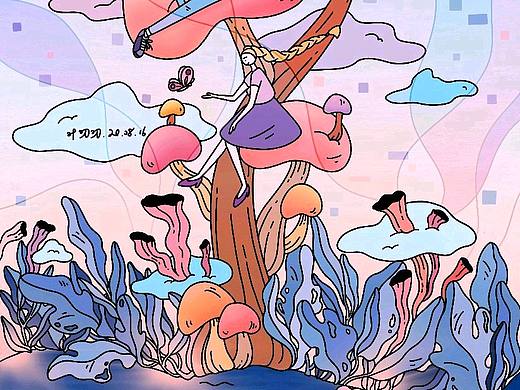 奇奇怪怪系列（一）:蘑菇岛（个人主页-ZNDUwOTg5ODA=） - 创作习作 - 站酷设计师leaf叨叨原创素材 - 站酷ZCOOL