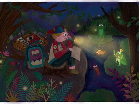 夜晚的池塘边（个人主页-ZMzAzMTE3NjA=） - 创作习作 - 站酷设计师Raku楽原创素材 - 站酷ZCOOL