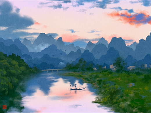 桂林山水｜水彩风景画