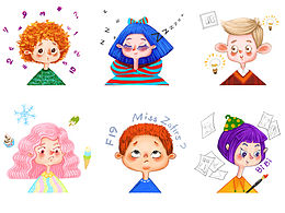 【原创儿插】《歪歪路小学》人物小头像 第一弹