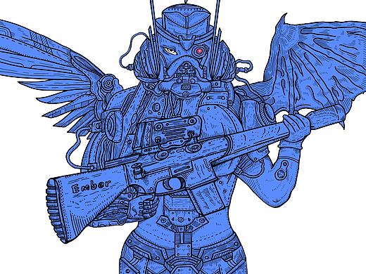 女战神角色插画
