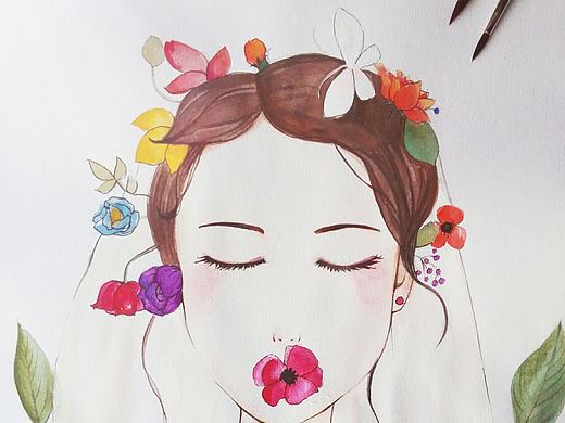 梦中的新娘--半临摹水彩（个人主页-ZMTczMDk1MTY=） - 创作习作 - 站酷设计师九边设计原创素材 - 站酷ZCOOL