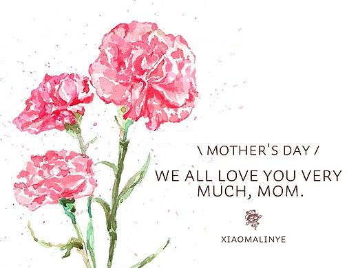 康乃馨贺卡（手绘）