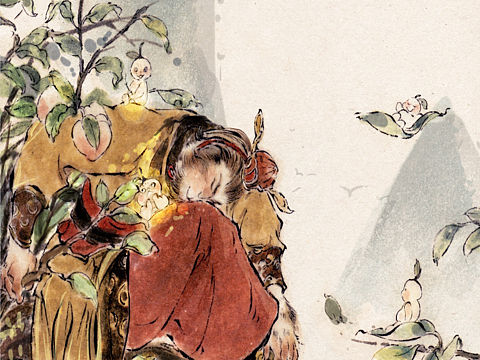 孙悟空偷桃（个人主页-ZNTc0MjI0NzY=） - 艺术插画 - 站酷设计师禺华原创素材 - 站酷ZCOOL