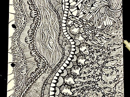 線描 插畫 禪繞畫 點線面 黑白 