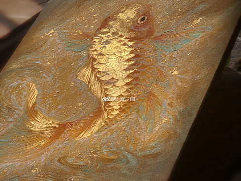 【锦鲤·伍】用矿物颜料绘制一尾鱼跃锦鲤