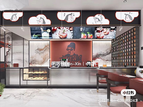 国潮当道，小平米国潮风奶茶店设计