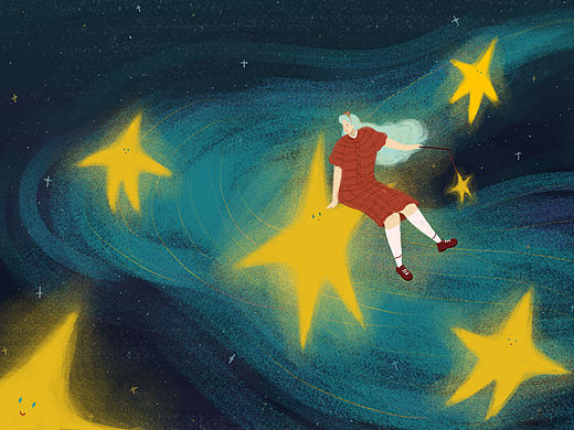 插画练习  我和星星