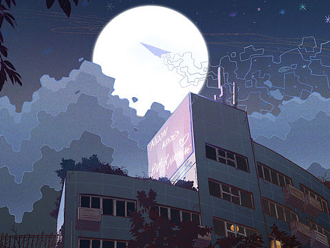 Moon kisses paper airplane（個人主頁-ZNTQyMzIzNDg=） - 創(chuàng)作習(xí)作 - 站酷設(shè)計師嘚啊噠原創(chuàng)素材 - 站酷ZCOOL