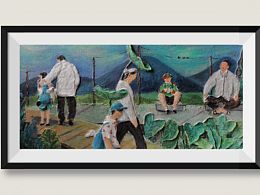 原创石英砂浮雕壁画