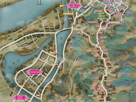 名胜风景旅游古镇景点导游图