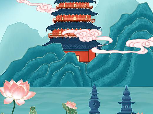 新国潮插画之—西湖