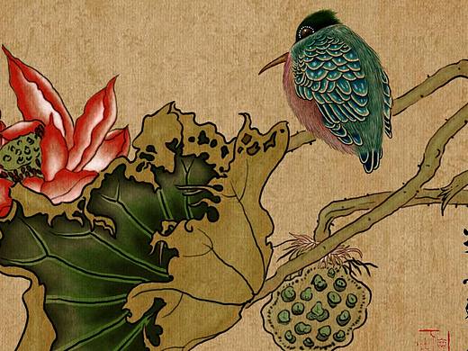 鬼马刺客工笔花鸟画